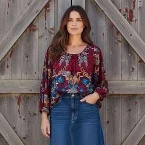Lane Bryant Burgundy Floral Top